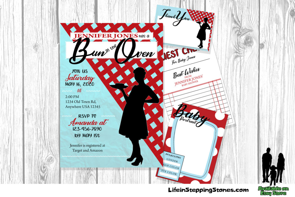 1950s Retro Baby Shower Theme Invitation and Activity Game Set | Personalized | Digital | Printable - by Life in Stepping Stones, available on Etsy