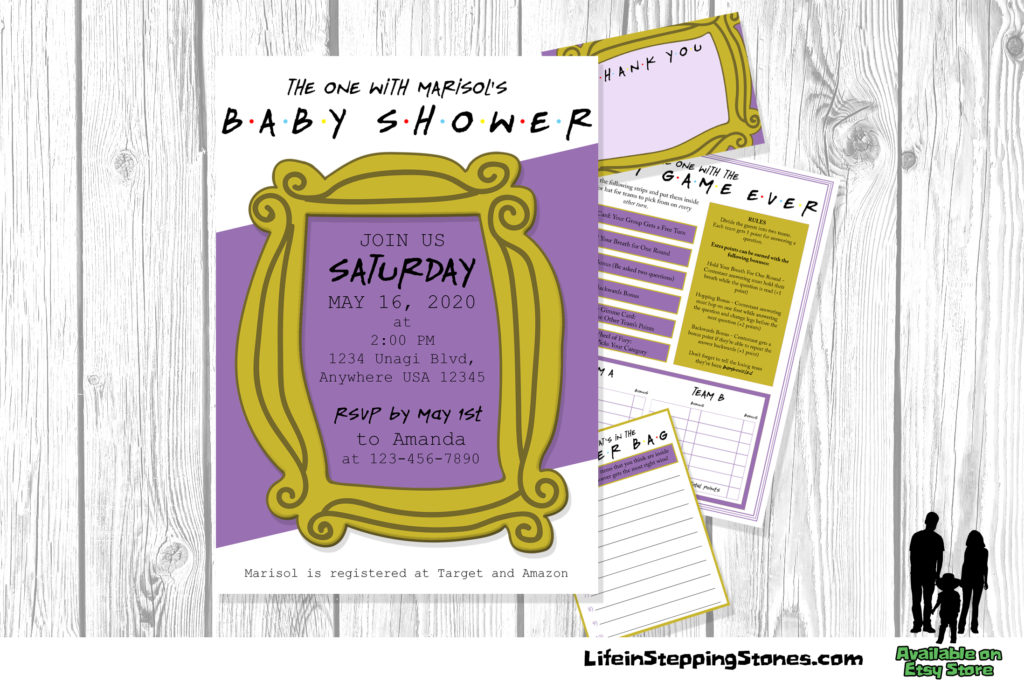 Friends TV Show Baby Shower Theme Invitation and Activity Game Set | Personalized | Digital | Printable - by Life in Stepping Stones, available on Etsy