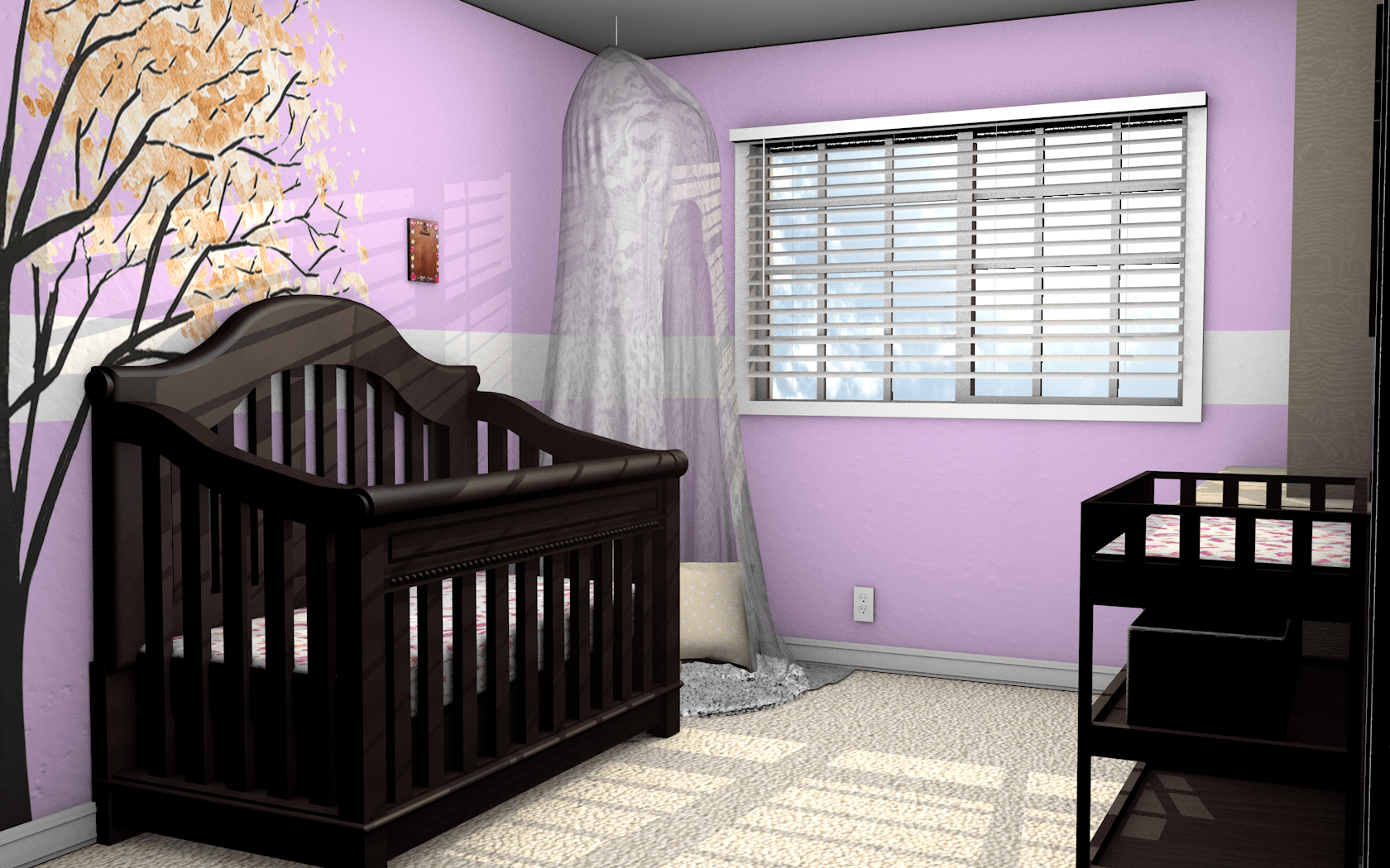 3D Pink & Purple Nursery Plans for Baby Girl