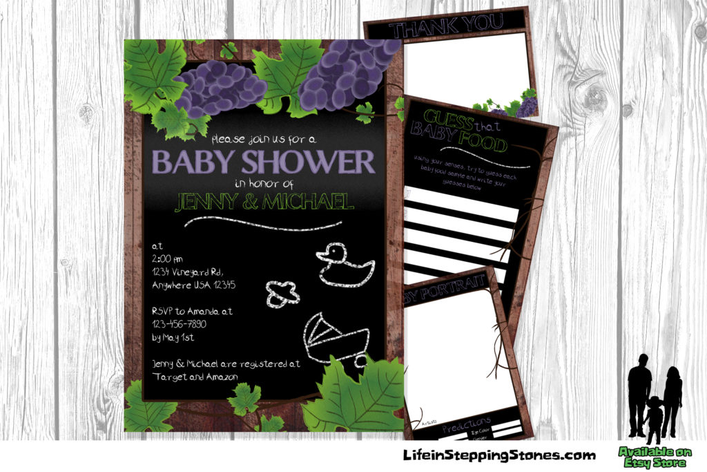 Vineyard & Garden Co-Ed Baby Shower Theme Invitation and Activity Game Set | Personalized | Digital | Printable - by Life in Stepping Stones, available on Etsy