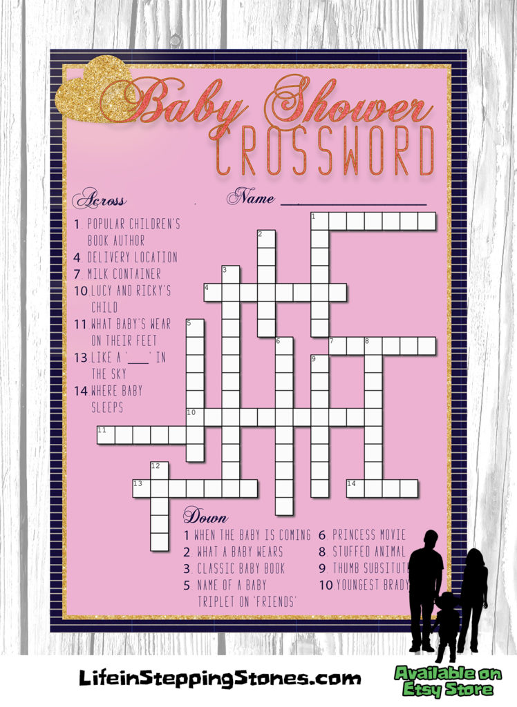 Vintage Shabby Chic and Dapper Baby Shower Theme Crossword Puzzle Game | Digital | Printable - by Life in Stepping Stones, available on Etsy