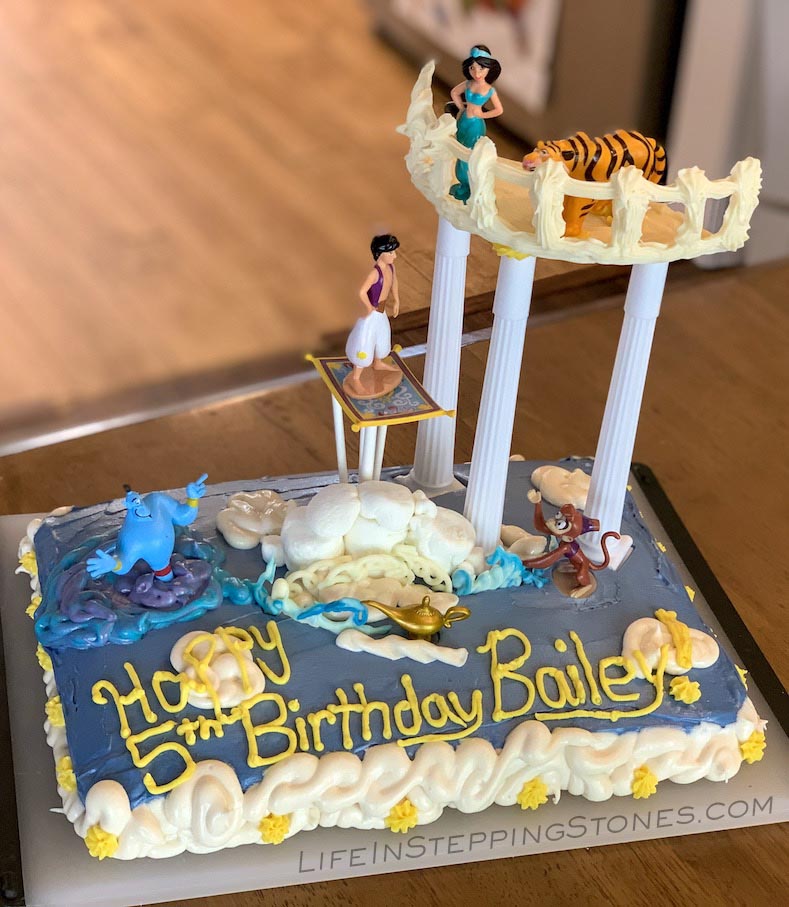 Disney's Aladdin Theme Birthday Cake with "A Whole New World" balcony scene