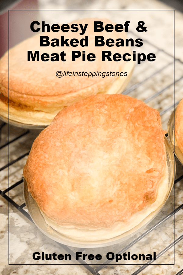 Click for the full recipe for this savory meat pie dish (gluten-free optional) with beef, baked beans, and cheese. #glutenfree #meatpie #recipe #pielover #savory #recipes