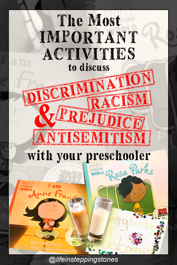 Its never too early to teach your preschooler/kindergartener/early elementary school child about the important topic of discrimination. Click to find age appropriate books, activities, and movies to approach the sensitive topics of racism, antisemitism, and segregation.