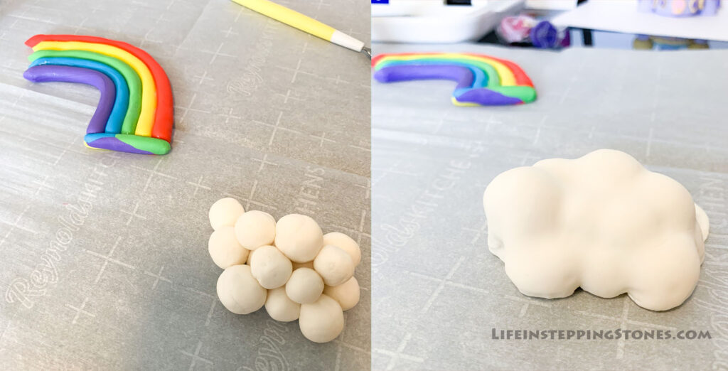 how to make gum paste rainbow and clouds
