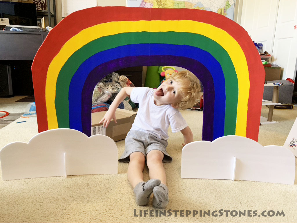 Giant rainbow prop for Shimmer and Shine birthday party