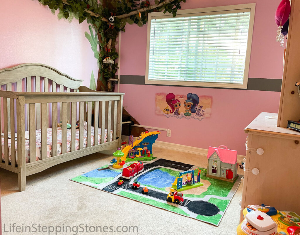 play rug in the playroom or nursery with wide roads for Little People cars and playsets