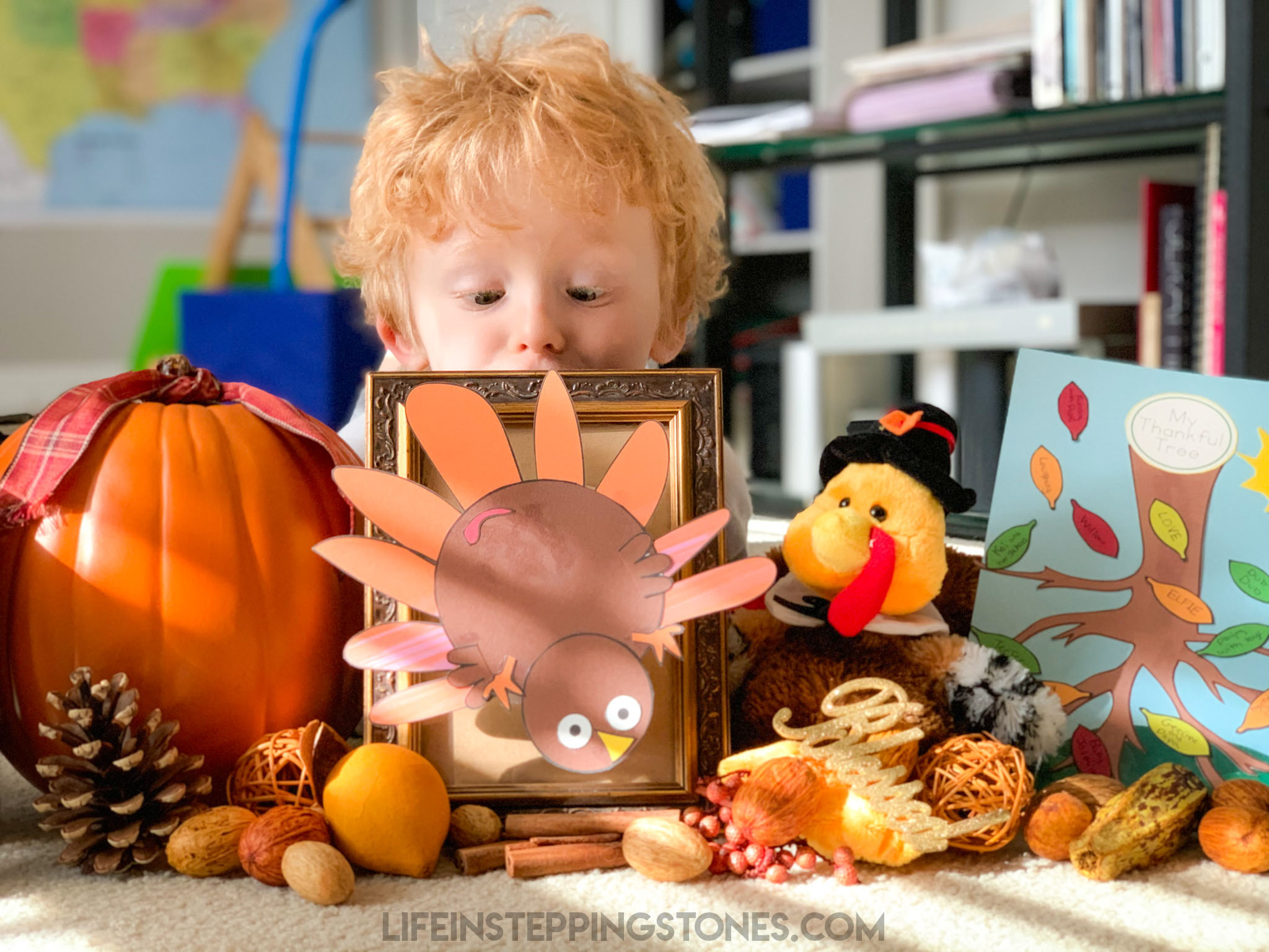 Fun activity crafts for kids to celebrate Thanksgiving - turkey cut and paste and thankful tree cut and paste