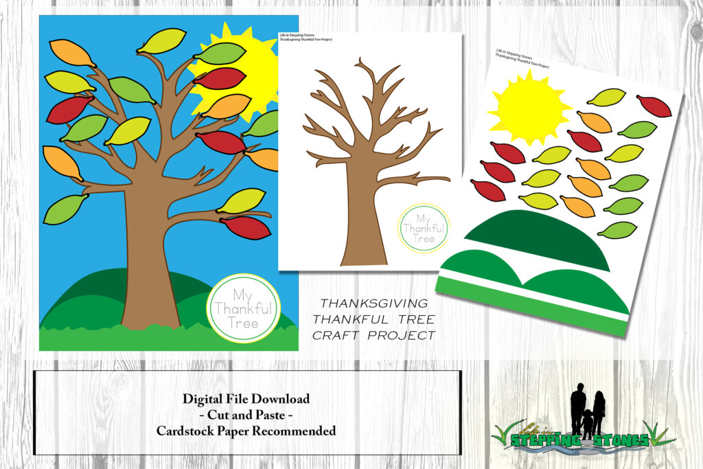 Thanksgiving Thankful Tree Cut-and-Paste Craft for kids