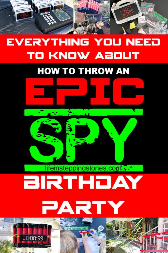 Unfreeze time and throw your child the most epic Secret Agent Birthday Party inspired by Spy Kids. Plan the perfect spy themed party with the best games, activities, and DIY decorations! Child spies each receive a top secret party favor box before they begin! Search for clues, dust for fingerprints, escape the villain in a game of freeze tag, defuse the time bomb piñata, and more! #ideas #forkids #forboys #forgirls