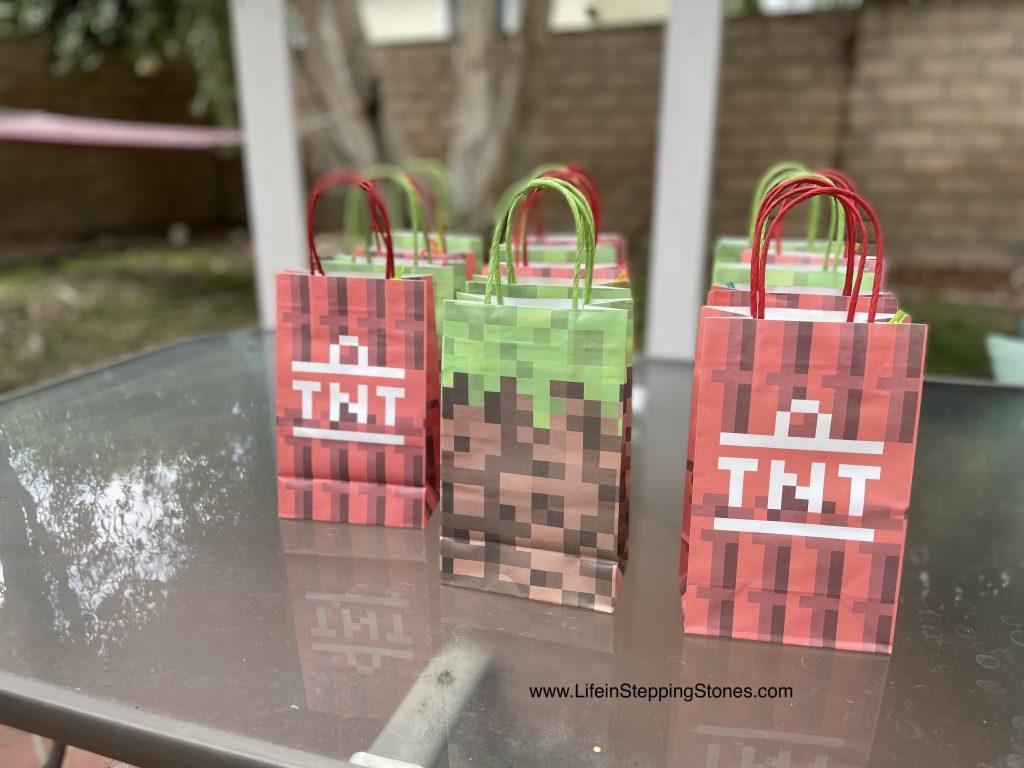 Minecraft Birthday Party Favor Bags
