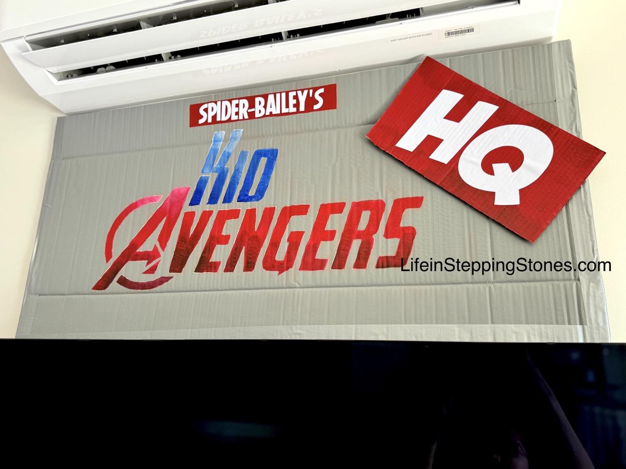 Kid Avengers Superhero Party sign