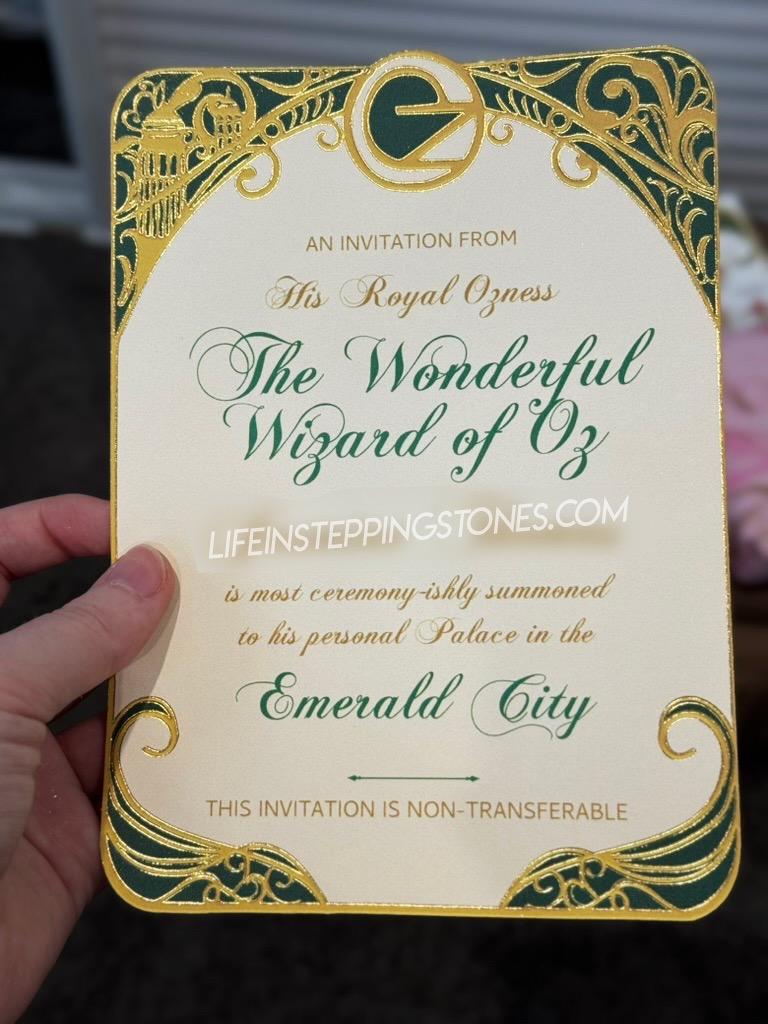 Personalized invitation to the Emerald City by the Wizard of Oz for Wicked party