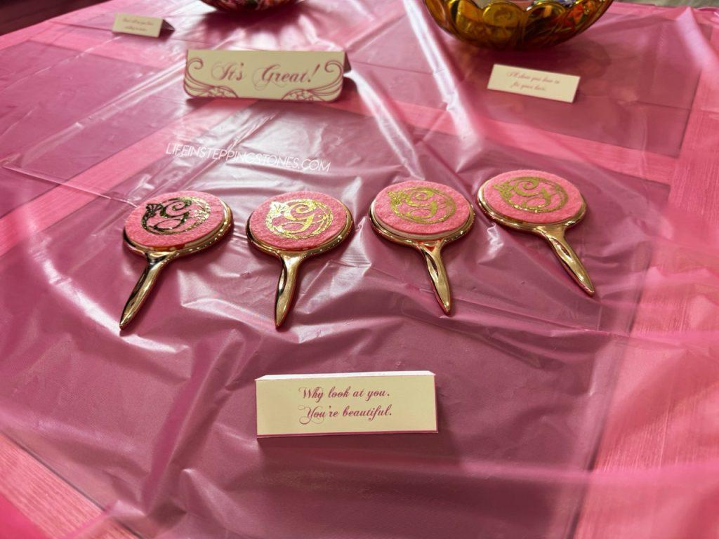 Handheld Glinda mirrors for Popular Wicked themed birthday party