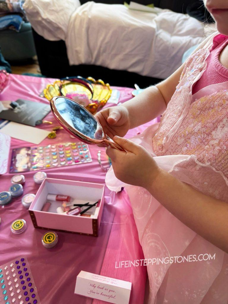 Glinda's makeover table Wicked birthday party activity idea